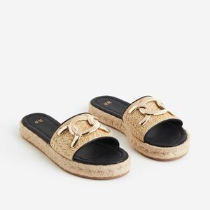 H&M ESPADRILLE SLIDES Brand New With Tag Vacation Summer Neutral Beach Style